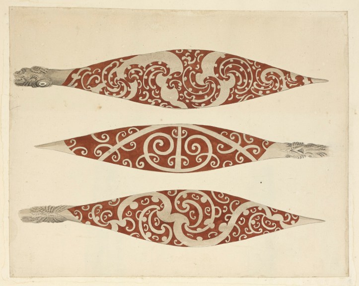Three Paddles from New Zealand by Sydney Parkinson, 1769.jpg